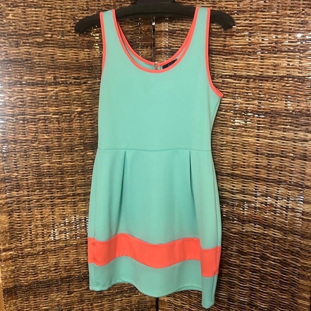 Teal and Coral Dress